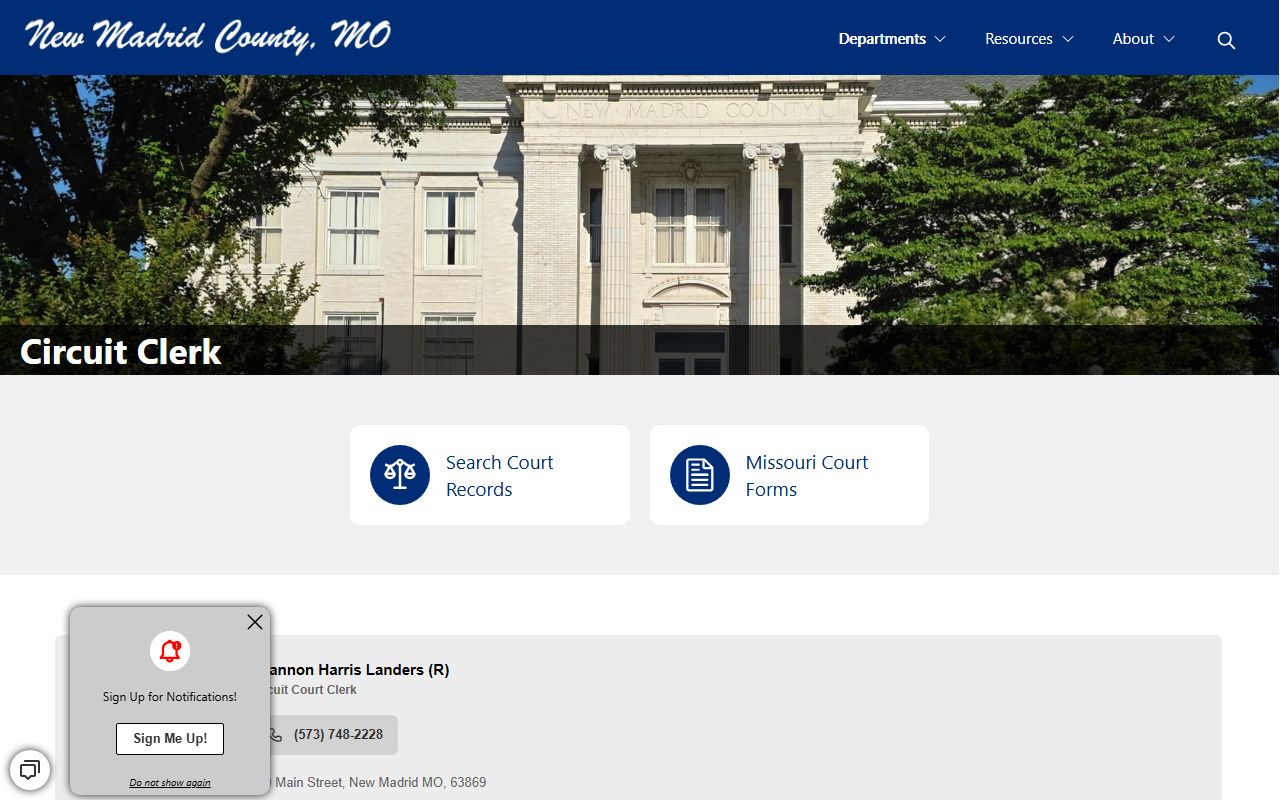 New Madrid County Circuit Clerk records official clerk services