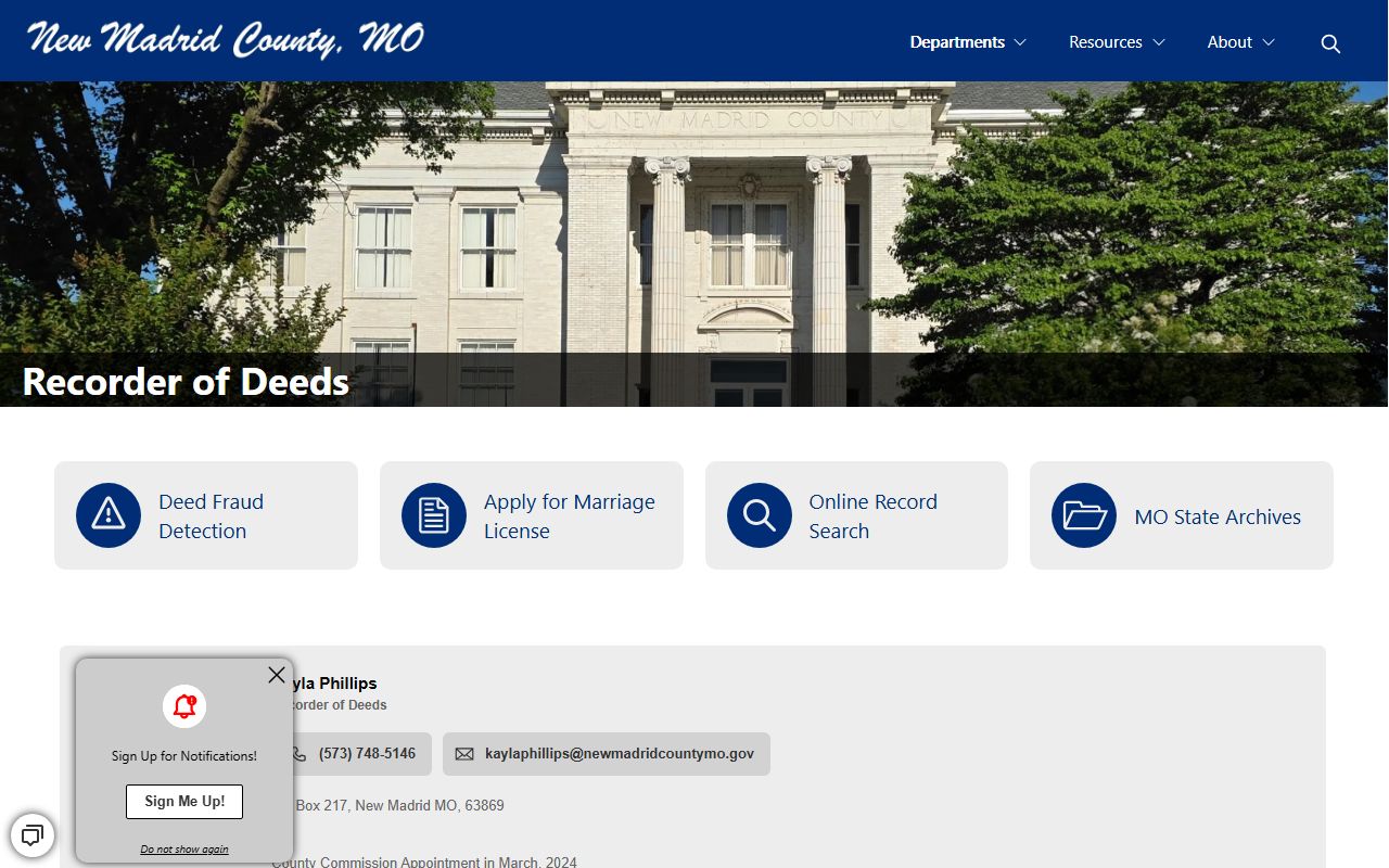 New Madrid County Circuit Clerk records Recorder of Deeds services