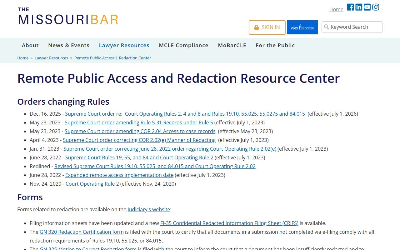 New Madrid County court records remote access redaction resource