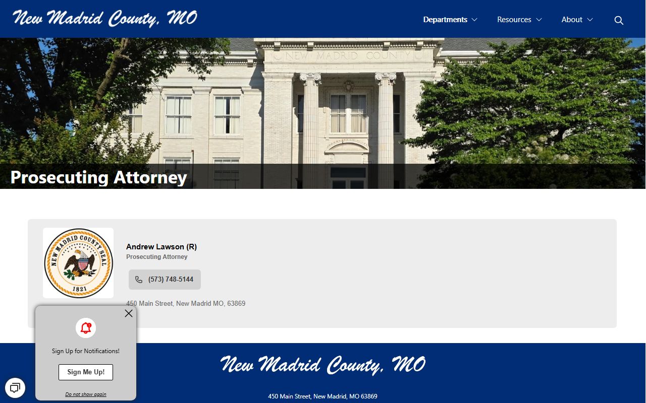 New Madrid County criminal court records prosecutor office