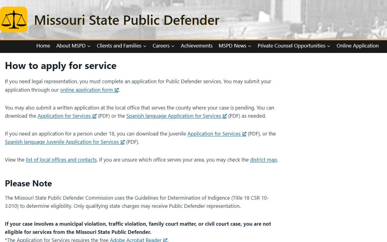 New Madrid County criminal court records public defender application
