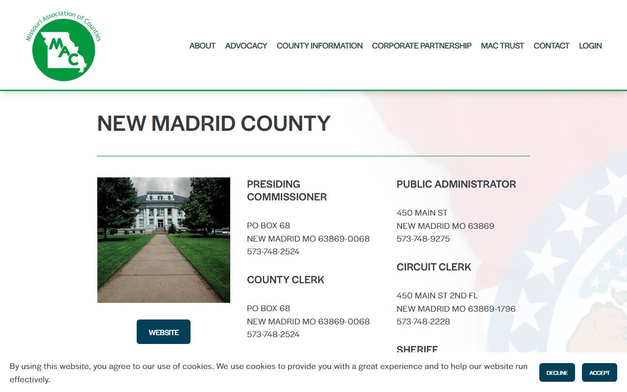 New Madrid County court records Missouri Association of Counties profile