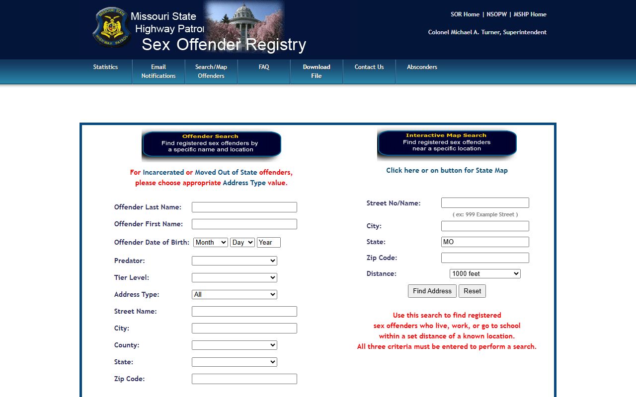 New Madrid County inmate records MSHP sex offender registry search