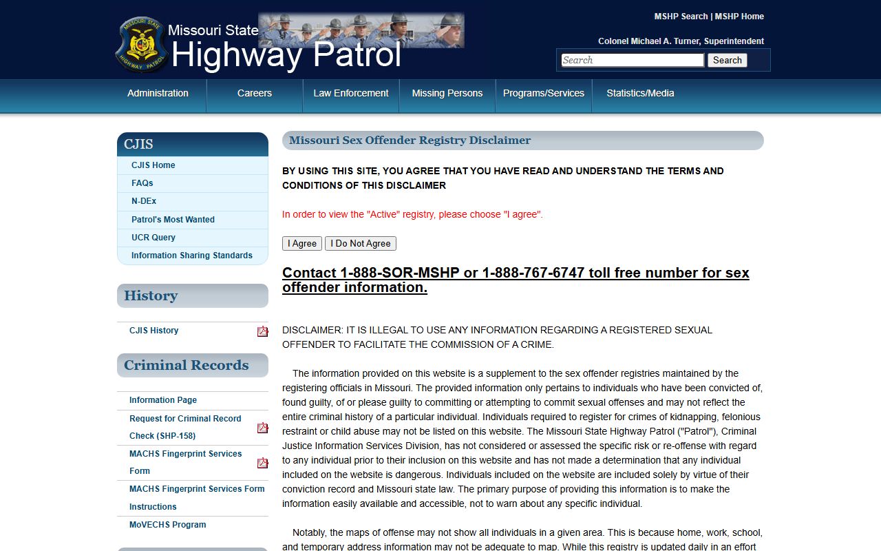 New Madrid County inmate records MSHP sex offender registry information