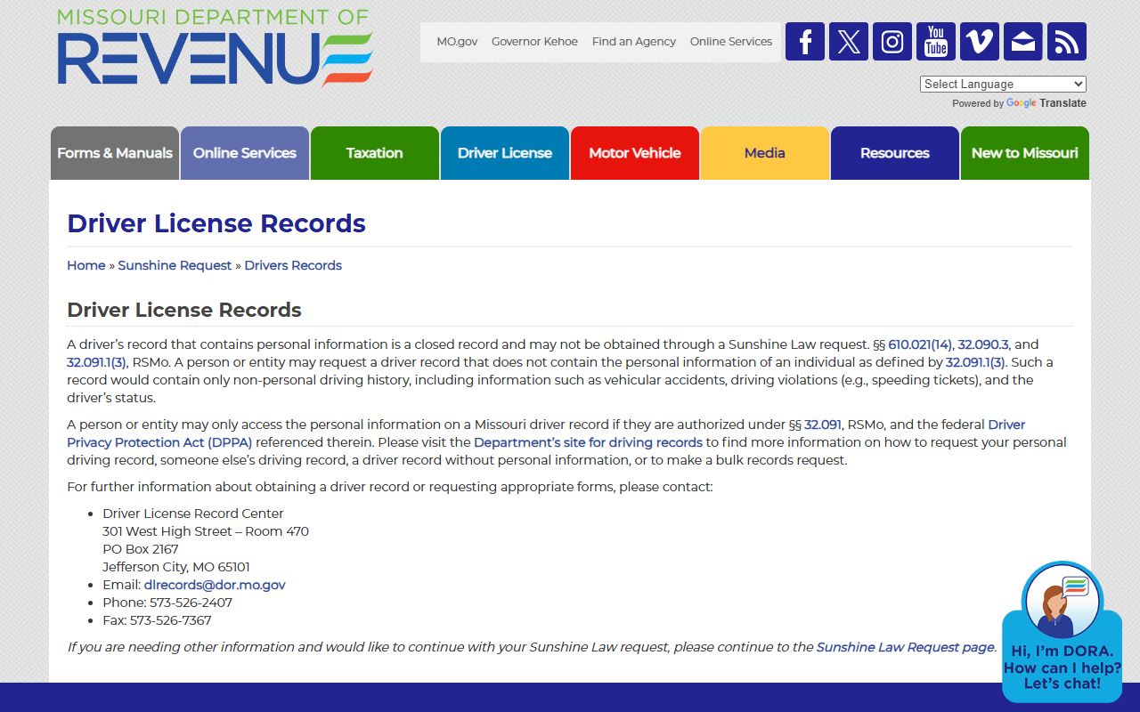 New Madrid County traffic court records Missouri DOR driver records