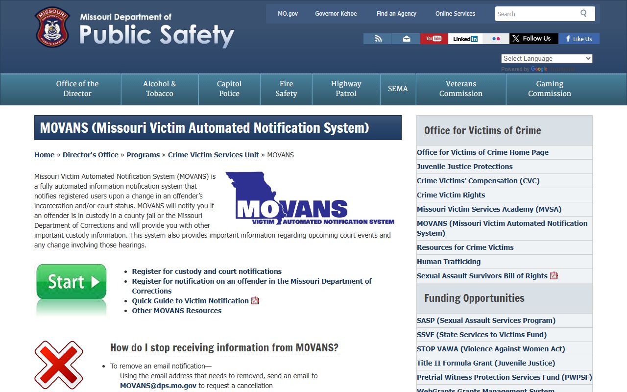 New Madrid County warrant records MOVANS notification information
